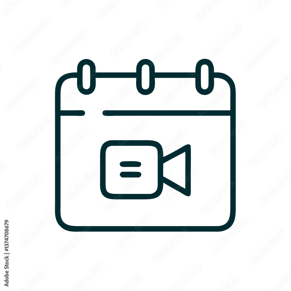 Poster video scheduling calendar icon in a minimalistic style