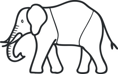 Obraz premium Simple black and white outline drawing of an elephant with a playful, minimalist design.