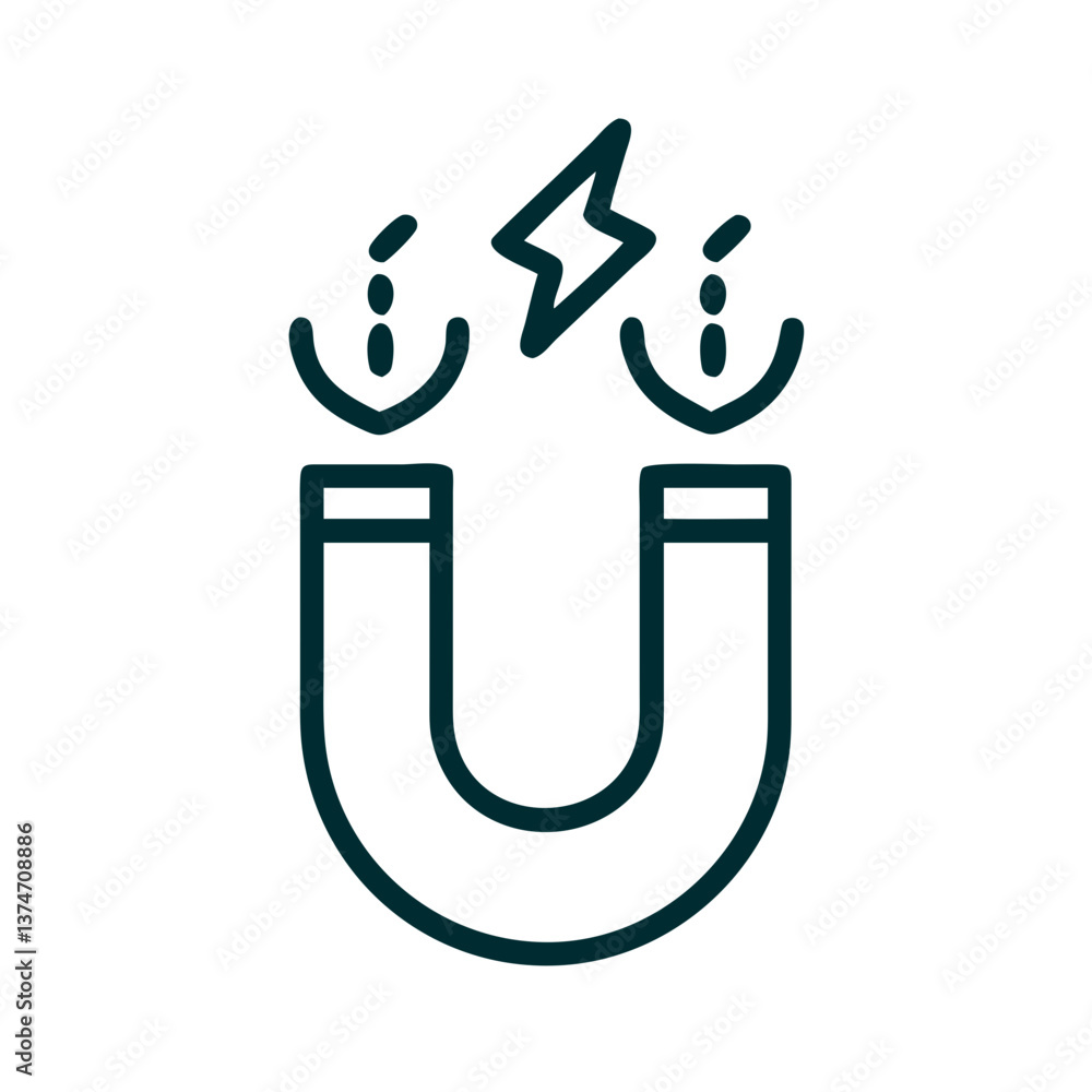 Poster magnetic symbol attracting objects on a clean background
