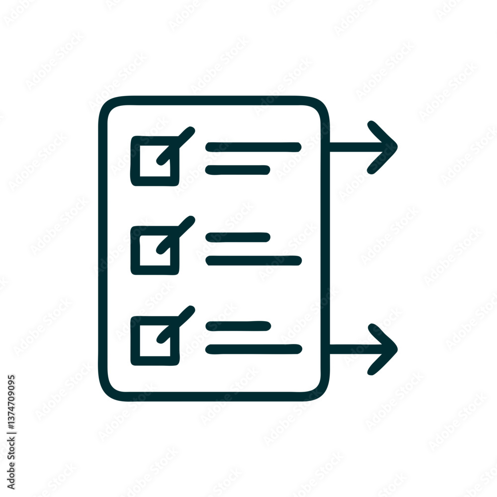 Poster checklist with checked items and arrows indicating flow