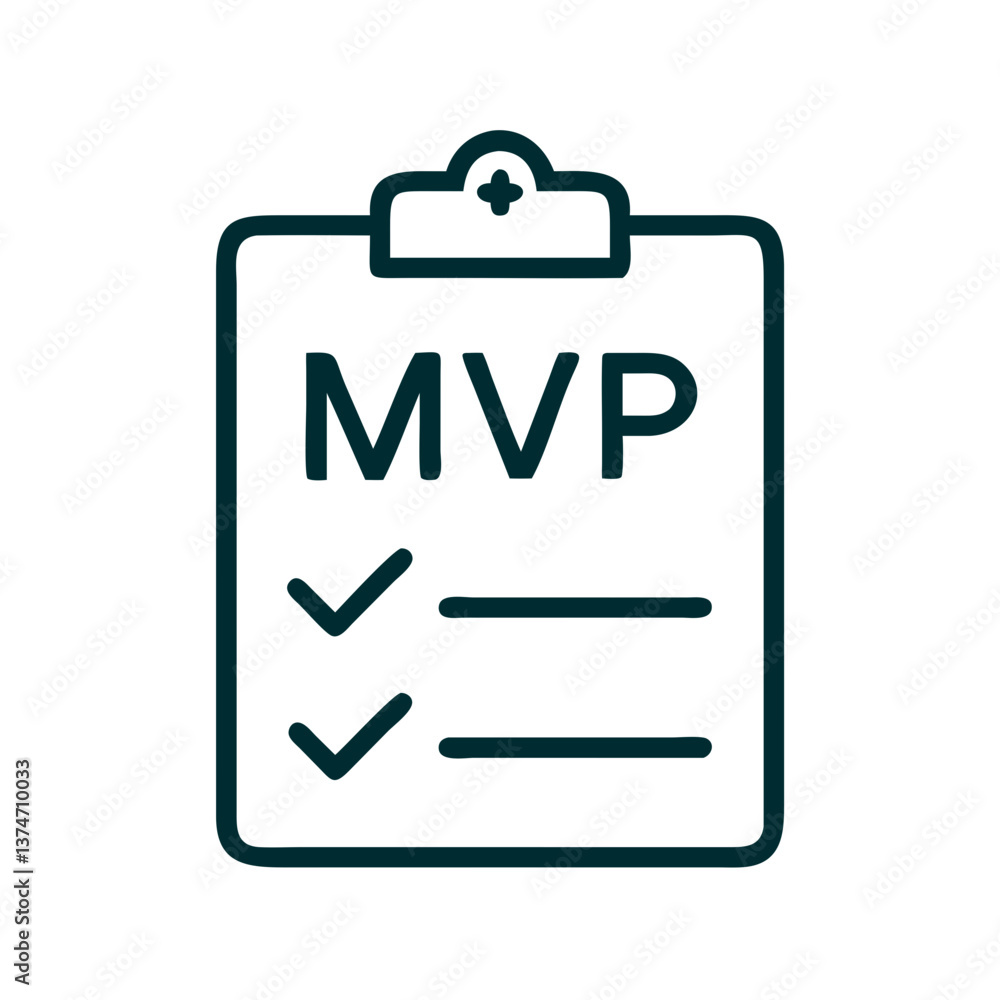 Poster checklist with mvp criteria icons in simple design