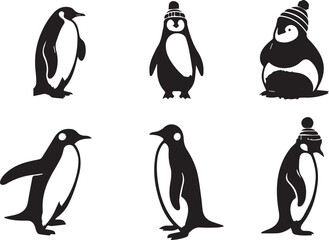 Obraz premium Penguin silhouette vector EPS SET