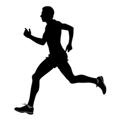 Dynamic stride: A powerful silhouette of a runner is captured mid-action against a pristine background, evoking motion and athletic prowess.
