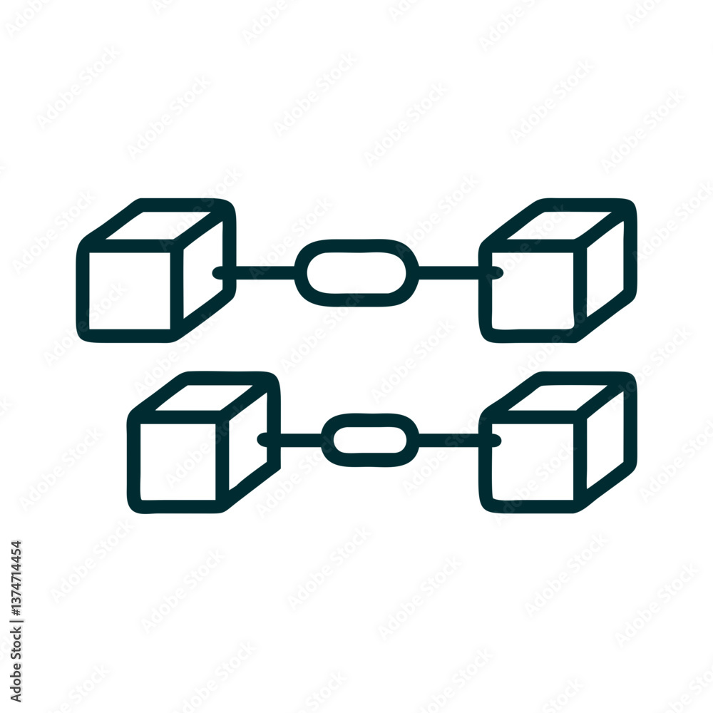 Poster blockchain illustration showing connected data blocks
