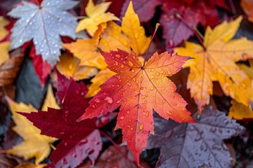 Stunning Close-Up Watercolor Maple Leaves Capture the Vibrant Colors of Autumn - Ideal for Fall-Inspired Greeting Cards and Art Prints