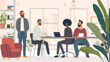 A successful business team having a video conference meeting in a sleek office space


