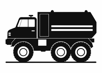 White background with isolated dump truck for construction and transportation