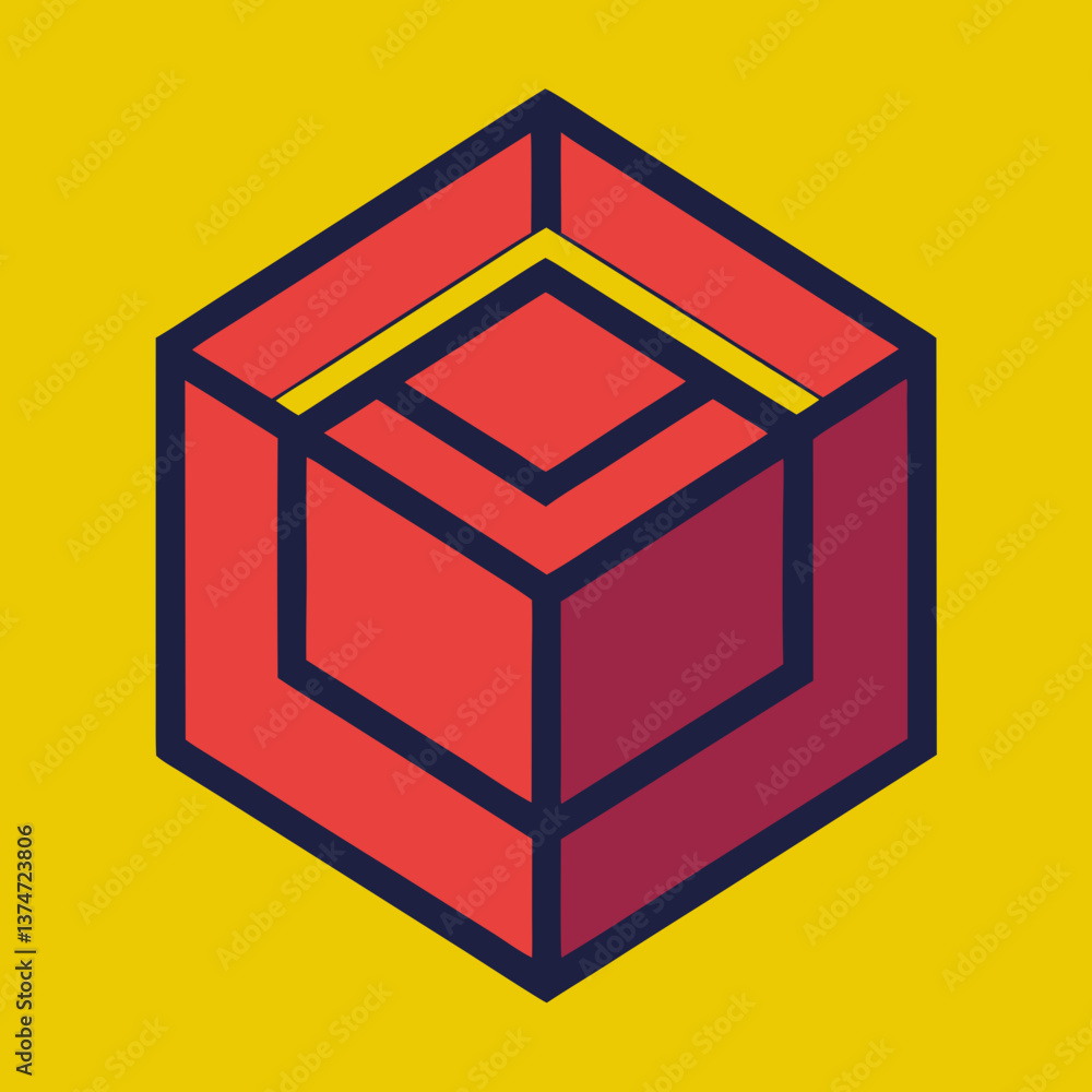 Aufkleber vector halftone cube geometric pattern