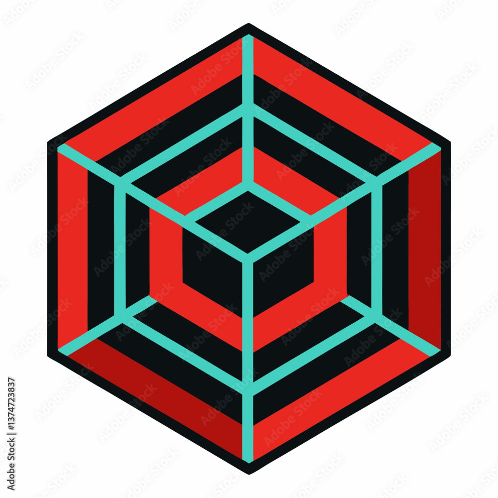 Aufkleber vector halftone cube geometric pattern