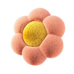 Cute fluffy flower on white background. 3d render.