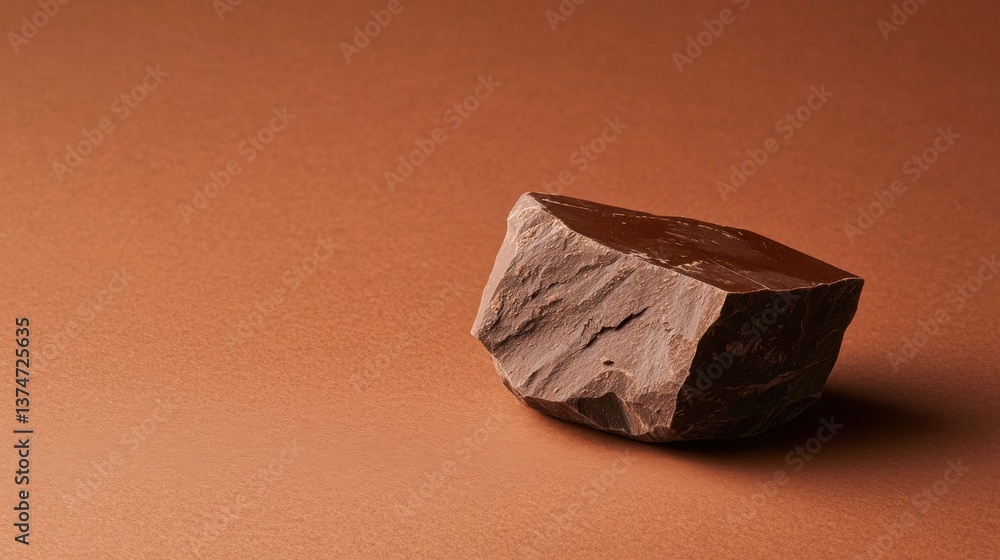 Aufkleber close-up of a small, square-shaped object on a plain, orange-colored surface. the object appears to 