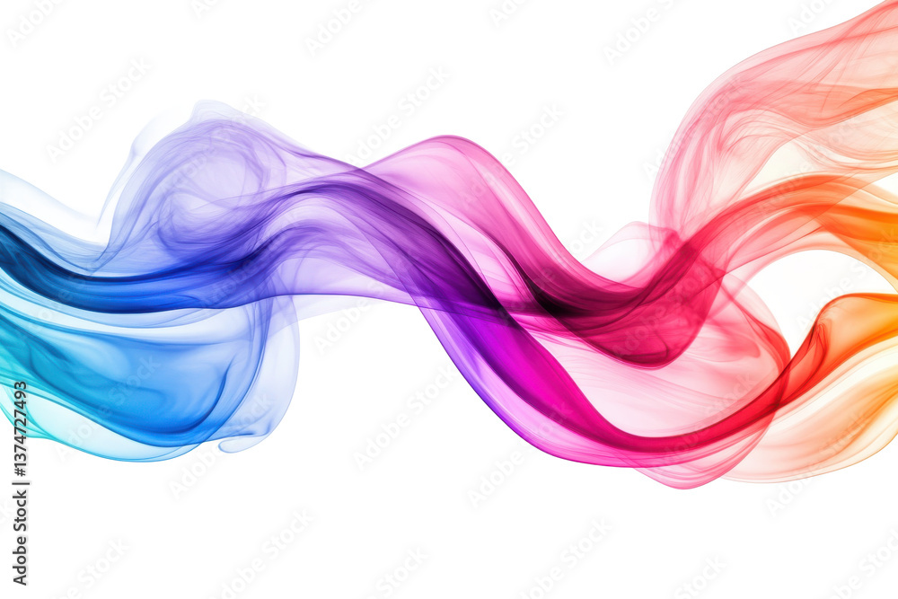 Poster abstract colorful smoke flowing horizontally with a black background creating a wave effect