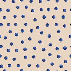 Blueberries pattern illustration. Simple seamless wrapping paper.
