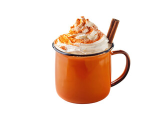pumpkin spice latte or spiced drink with whipped cream