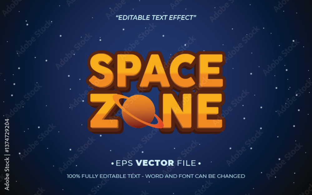 Poster space zone 3d text effect editable game title style