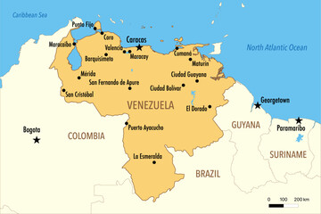 Vector Map of Venezuela with Major Cities and Political Borders &ndash; Editable Infographic