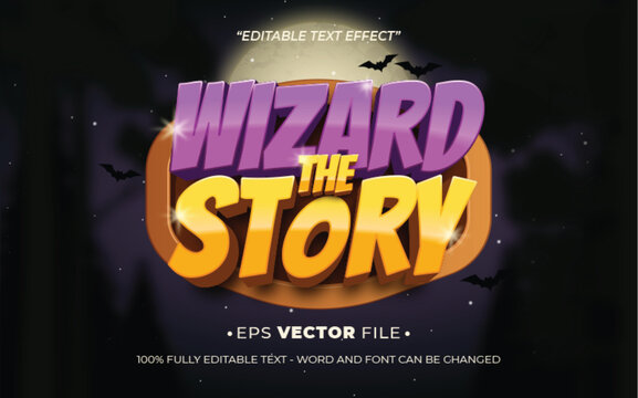 The Wizard Story 3d text effect editable game title style