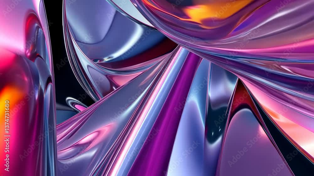 Poster futuristic abstraction with metallic finishes and sharp angles, envisioning abstract art in a techno