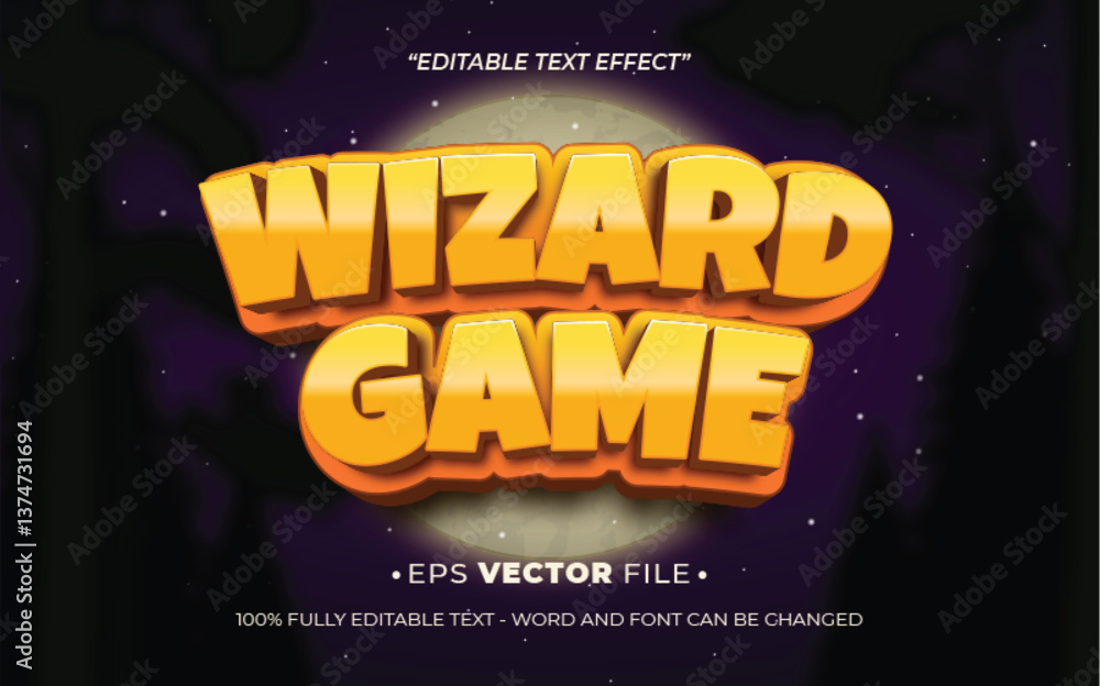 Poster wizard game 3d text effect editable game title style