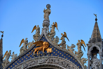 Fragmental view of the facade of San Marco Basilica. Venice, Italy