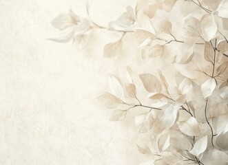 Elegant Leaf Branch Against Soft Beige Background for Gentle Design