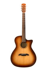 Obraz premium A sunburst pattern steel string guitar on white background