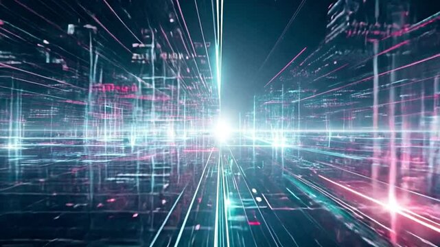 The futuristic corporate environment comes to life with a visually stunning business handshake that seamlessly integrates dynamic, computer-generated investment data and financial charts, symbolising 