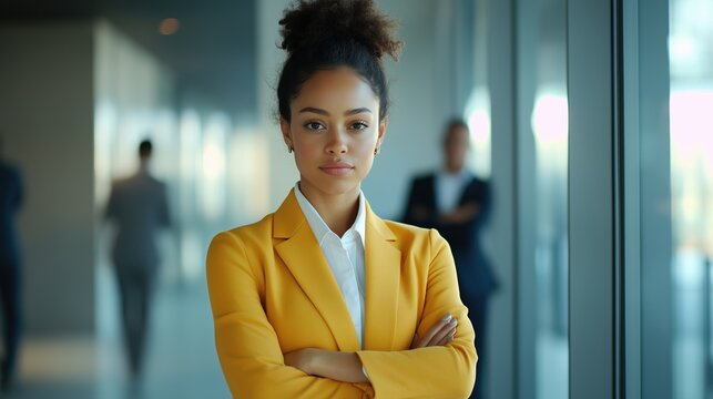 Confident Businesswoman in a Yellow Blazer