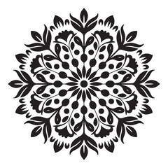 Fototapeta premium black and white flower Ornamental Floral Mandala Design, Decorative Black and White Pattern, Vector Illustration