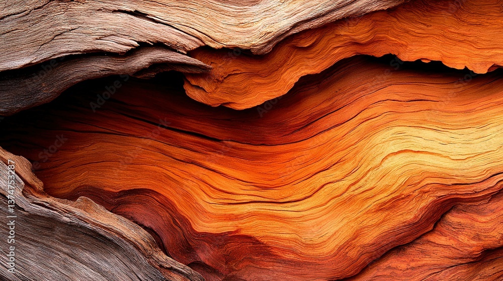 Aufkleber a close-up image of a tree trunk, featuring multiple layers of wood in the foreground, and a yellow 