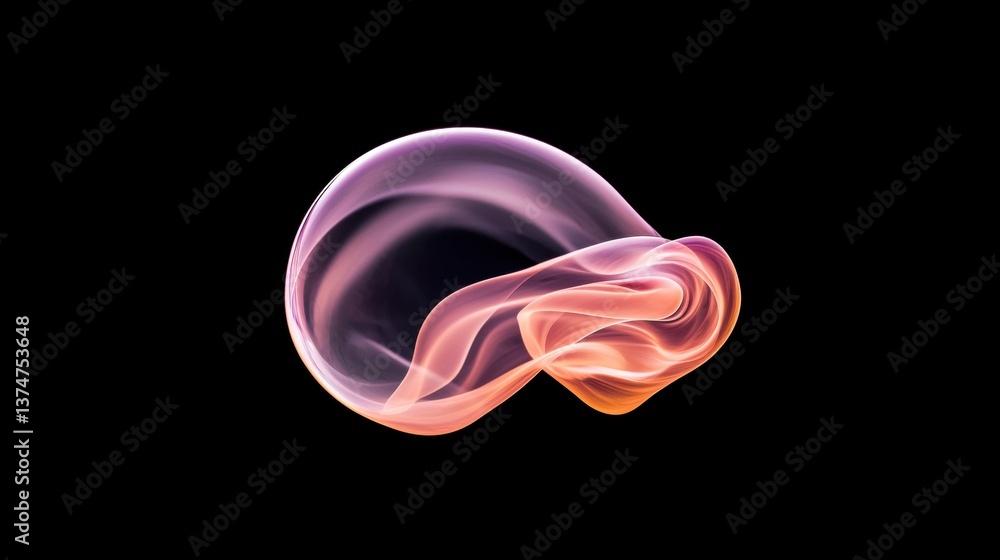 Poster abstract digital art piece with a black background. in the center of the image, there is a large, sp