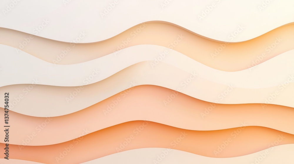 Poster abstract background with multiple wavy lines in different shades of orange and beige. the lines are 