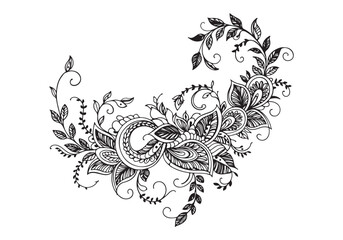Intricate Floral Decorative Corner, Elegant Swirl Design, Vector Illustration