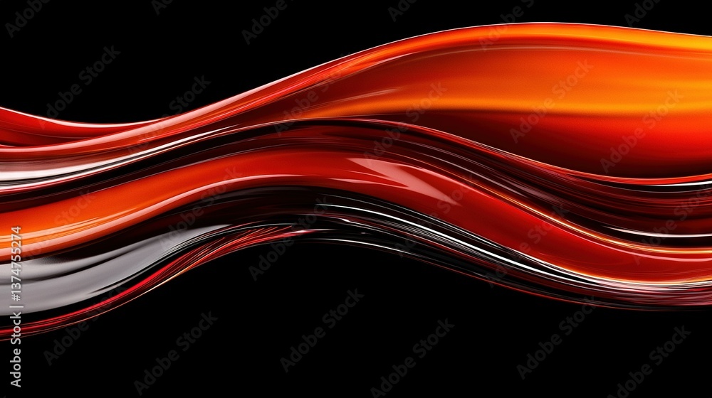 Poster a close-up of a black background with two red and white waves on either side