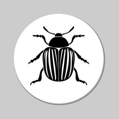 Colorado potato beetle sticker. Simple vector illustration for clipart, design, print.