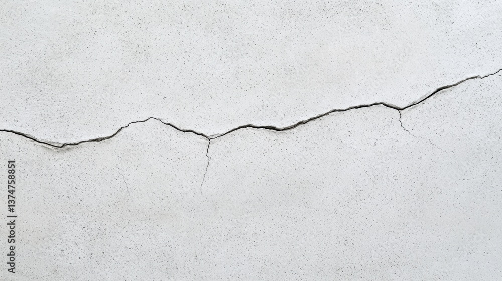 Poster close-up of a crack running horizontally across a white surface. the crack appears to be deep and wi