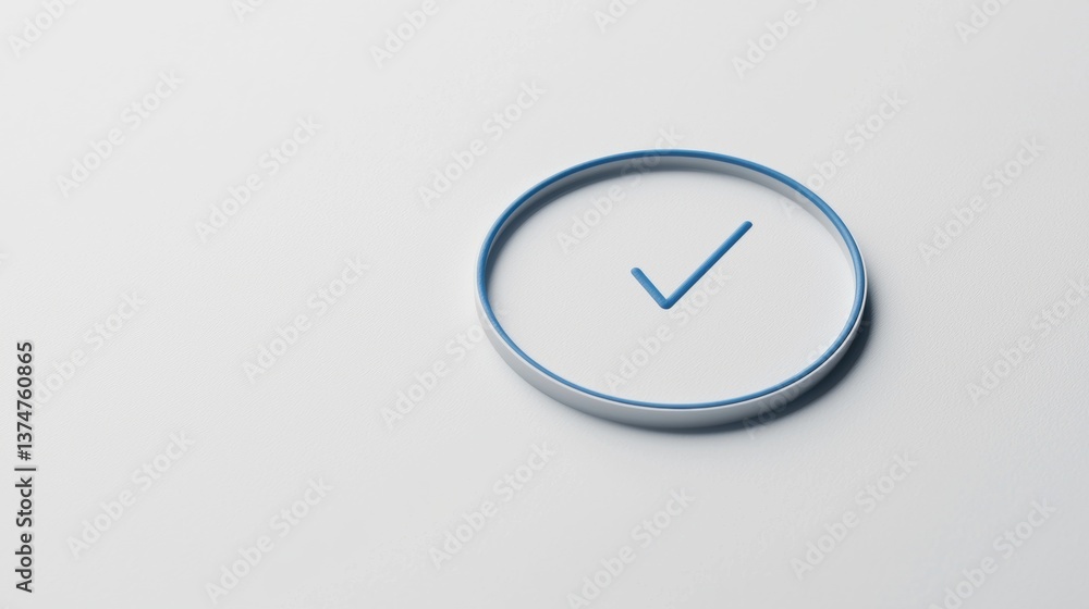 Poster 3d rendering of a round, white circular object with a blue line in the center. the circle has a smal
