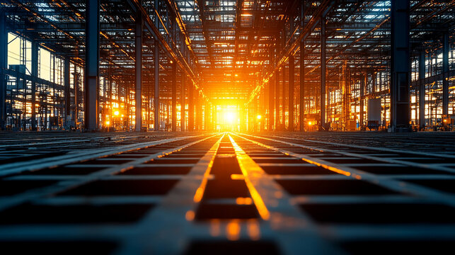 steel beams and metal structures in an industrial setting, symbolizing strength, engineering, and the modernity of construction and design