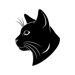 Cat head profile vector silhouette