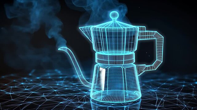 Steaming Coffee Maker, Digital Art, Network Background