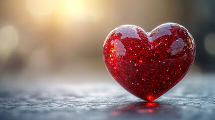  A modern, red glossy 3D heart symbolizing love, passion, and emotion, standing out against a clean, isolated background, evoking feelings of affection and connection