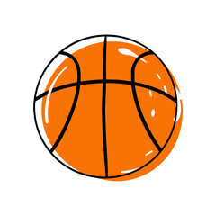 Basketball illustration in vibrant orange color on white background  