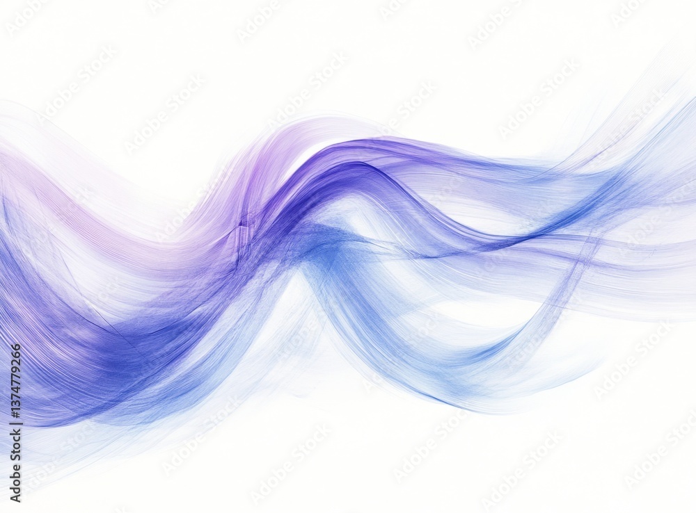 Poster a white background with blue and purple brush strokes, creating an abstract expressionist painting o