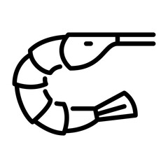 Shrimp outline icon. Shrimp black line illustration.