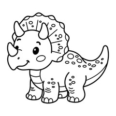 Cute triceratops coloring page for kids, ideal for dinosaur-themed crafts, books, and activities