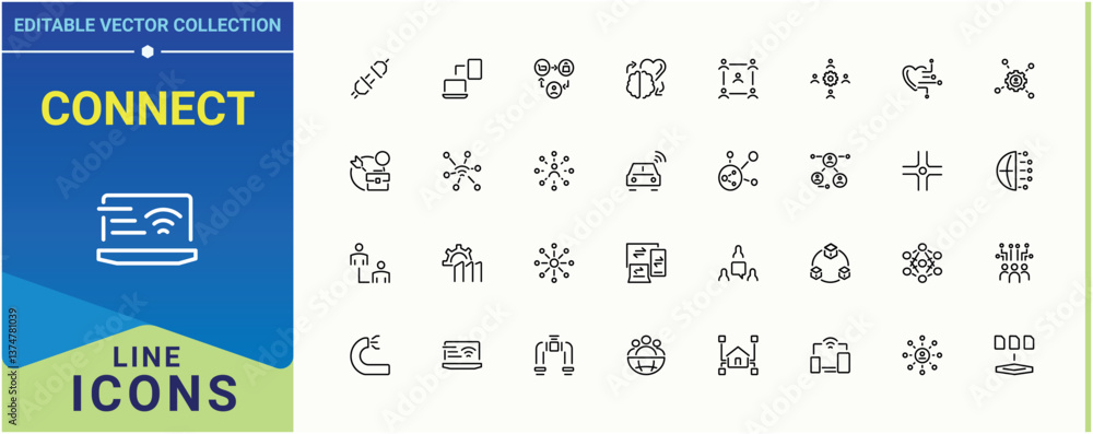 Poster connect simple icon. includes symbols for cyber, global, technology, tech and more. connection vecto