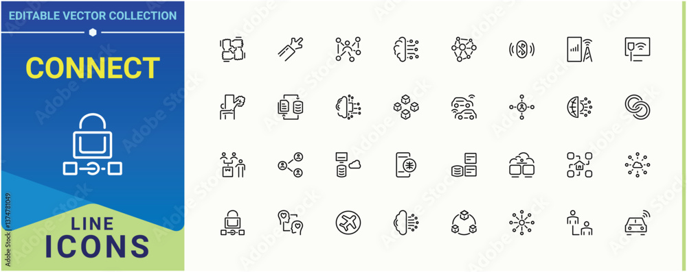 Poster connect simple icon. includes symbols for cyber, global, technology, tech and more. connection vecto