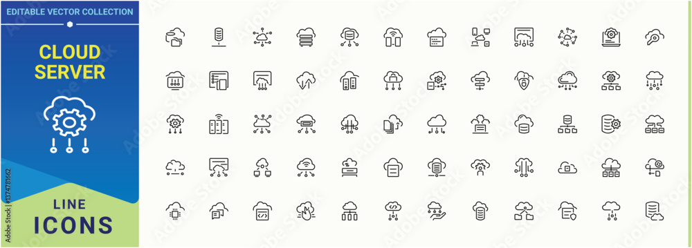 Poster cloud server icon. contains related to storage, network, computing, data, networking, technology, se