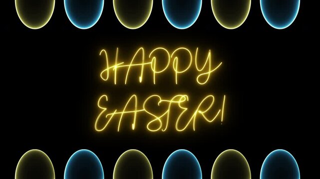 Happy Easter vs eggs! Neon Glowing Text Animation
