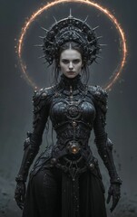 Female Goddess in a black armor 